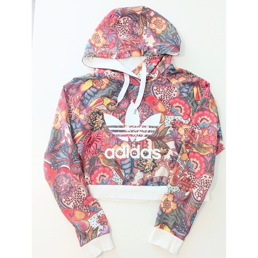 Adidas Originals x FARM Rio Tropical Floral Cropped Hoodie Trefoil